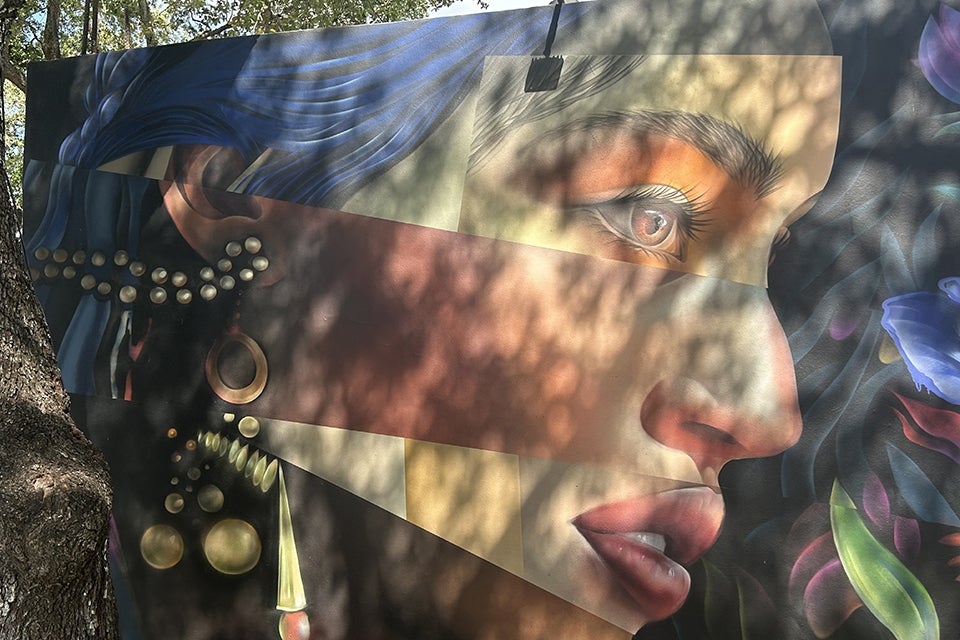 colorful mural with womans face