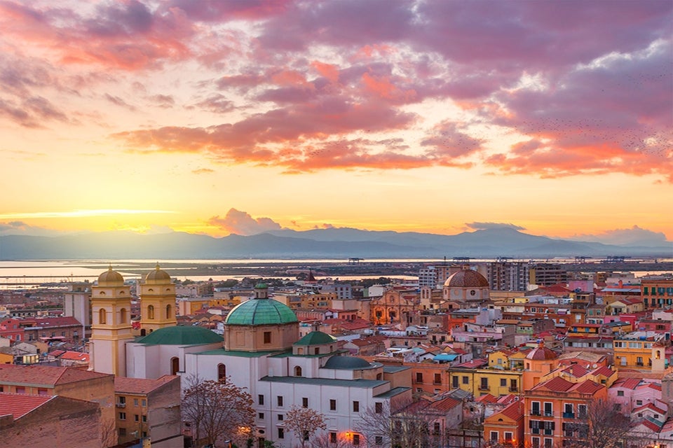 City of Cagliari at sunset