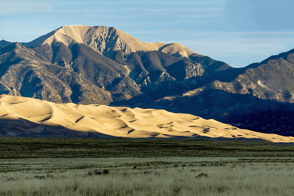 open plain with mountain in background