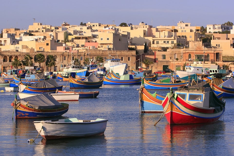 Colorful boats in water